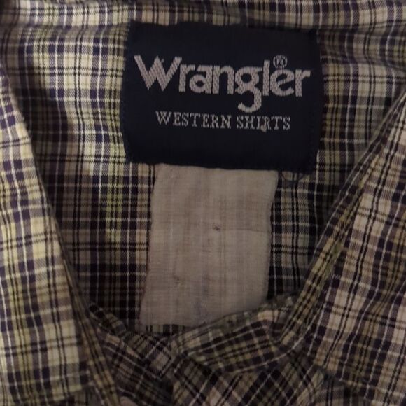 Vintage '90s style western super thin plaid Wrangler pearl snap 2XL - Picture 3 of 8